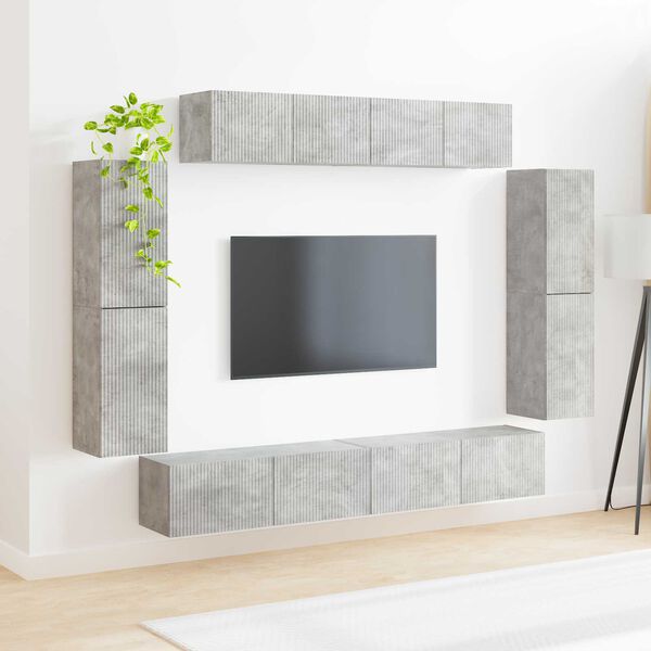 vidaXL TV-Schr&auml;nk 8 pcs Beton Grau