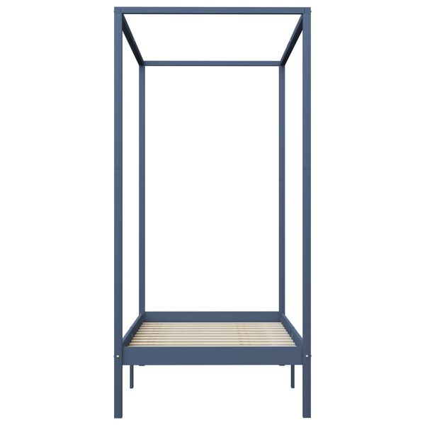 vidaXL Himmelbett-Gestell 2 Schubladen Grau Kiefernholz 100x200 cm