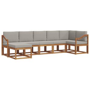 vidaXL Outdoor-Sofagarnitur mit Kissen 7 pcs Nat&uuml;rlich und Hellgrau