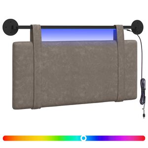 vidaXL H&auml;ngendes Kopfteil Mit LED Licht Grau Antikes PU