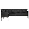 vidaXL Gartensofa in L-Form mit Kissen Schwarz Poly Rattan