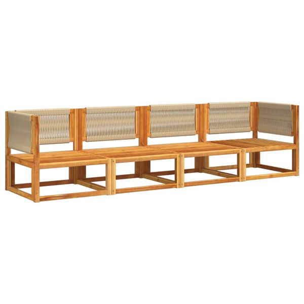 vidaXL 4-tlg. Gartensofa-Set mit Kissen Holz Akazie & Seil