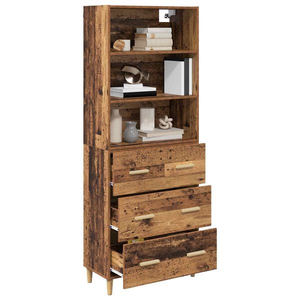 vidaXL Highboard Altholz 69,5 x 32,5 x 180 cm Holzwerkstoff