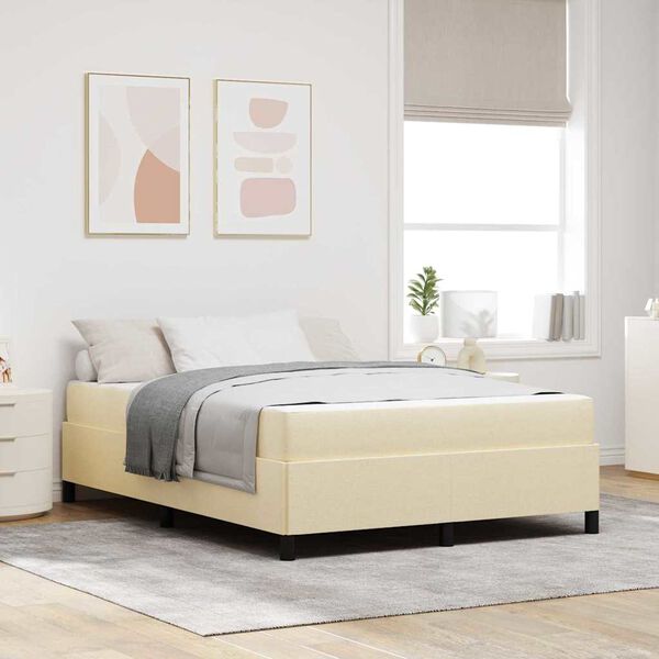 vidaXL Boxspringbett mit Matratze Creme 140 x 190 cm Stoff