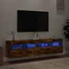 vidaXL TV-Wandschr&auml;nke mit LED-Leuchten 2 Stk. R&auml;uchereiche 80x30x40cm