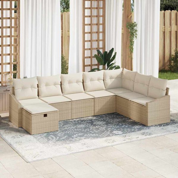 vidaXL Gartensofa-set mit Kissen mit Speicher 8 pcs Poly-Rattan