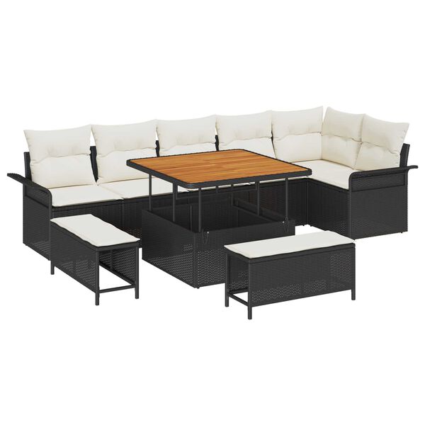 vidaXL Garten-Sofa-Set 9 pcs Schwarz und Creme 100 x 100 x 71 cm