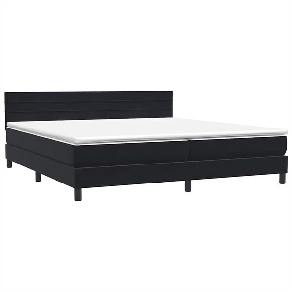 vidaXL Boxspringbett mit Matratze Schwarz 180x220 cm Samt