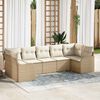 vidaXL Garten-Sofa-Set mit Kissen 7 pcs Beige und Wei&szlig; Poly Rattan
