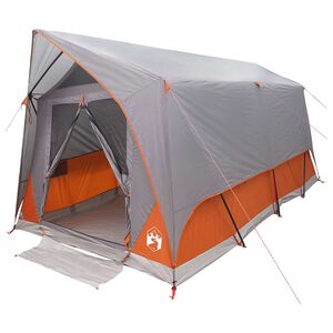 vidaXL Tunnelzelt Grau und Orange 8-Personen Polyester und Stahl
