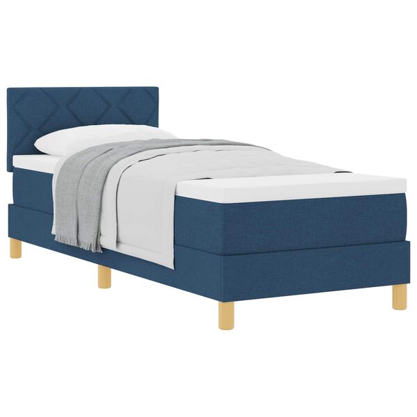vidaXL Boxspringbett mit Kissen mit Kopfteil Blau 80 x 200 cm Stoff