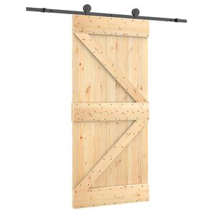 vidaXL Schiebet&uuml;r Nat&uuml;rlich und Schwarz 95 x 210 cm Massivkiefer