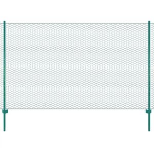 vidaXL Maschendrahtzaun mit Pfosten Stahl 25 x 1,5 m Gr&uuml;n
