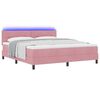 vidaXL LED Boxspringbett mit Matratze mit LED Rosa 180 x 200 cm Samt