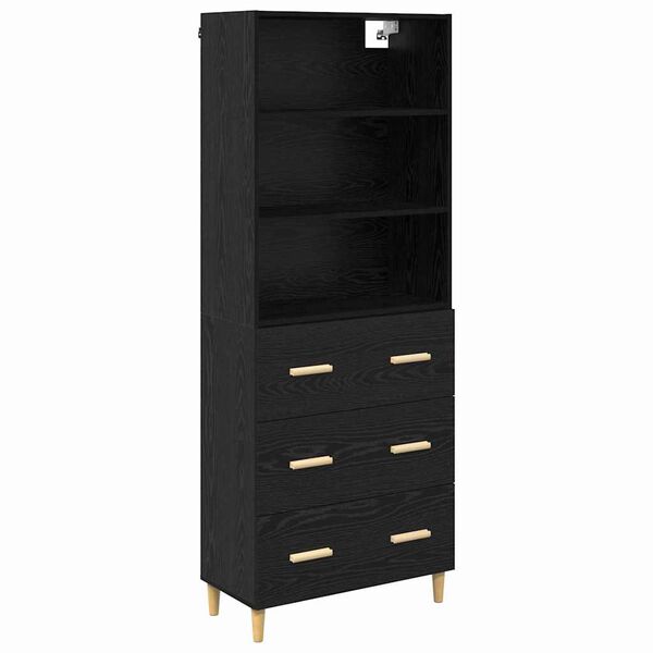 vidaXL Highboard Schwarz Eichen-Optik 69,5 x 32,5 x 180 cm