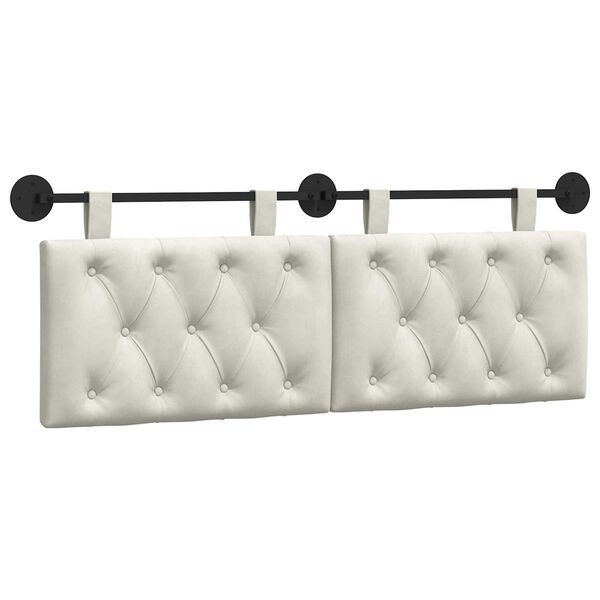 vidaXL H&auml;ngevorderseite Wandmontiert Creme 130 x 55 x 7 cm Samt