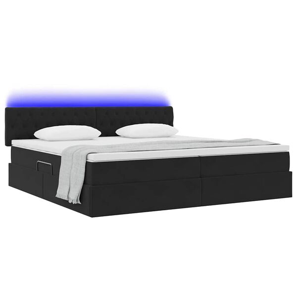vidaXL Bett mit LED-Lichtleisten Schwarz 200 x 200 cm Samt