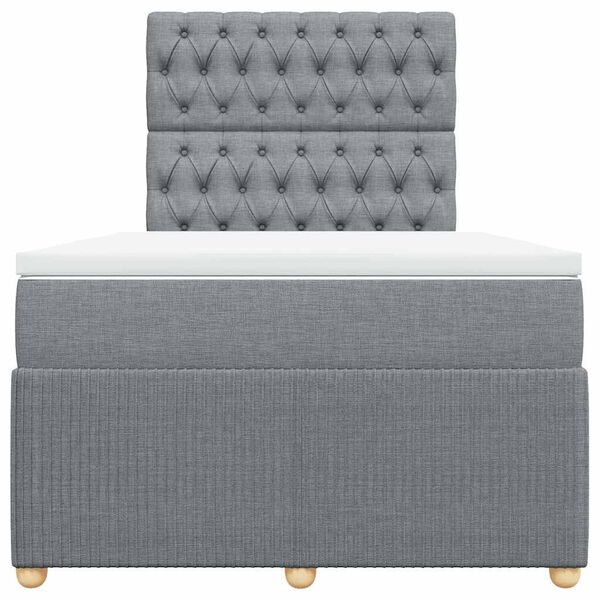 vidaXL Boxspringbett mit Matratze Hellgrau 120x200 cm Stoff