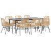 vidaXL 9-tlg. Garten-Essgruppe mit Kissen Braun Poly Rattan Glas