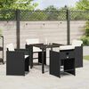 vidaXL Garten Essgruppe mit Kissen 5 pcs Schwarz Poly-Rattan