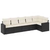 vidaXL 6-tlg. Garten-Sofagarnitur mit Kissen Schwarz Poly Rattan