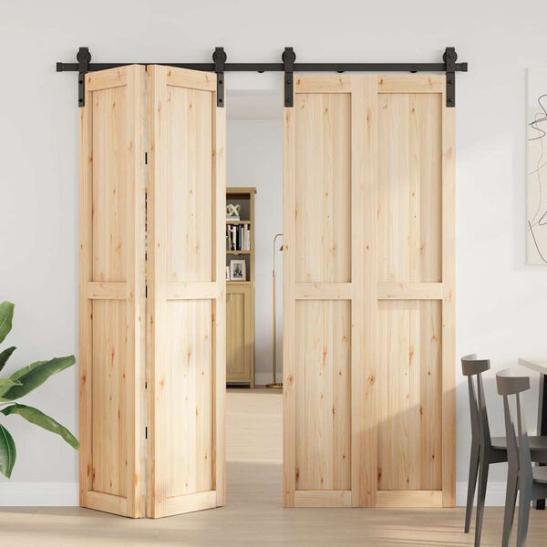 vidaXL Schiebet&uuml;rbeschlag-Set 200 cm Stahl Schwarz