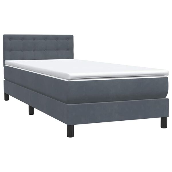 vidaXL Boxspringbett mit Matratze Dunkelgrau 80x210 cm Samt
