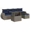 vidaXL 6-tlg. Garten-Sofagarnitur mit Kissen Grau Poly Rattan Akazie