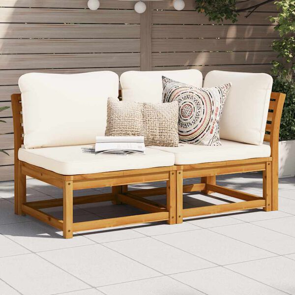 vidaXL 2-tlg. Garten-Lounge-Set mit Kissen Massivholz Akazie