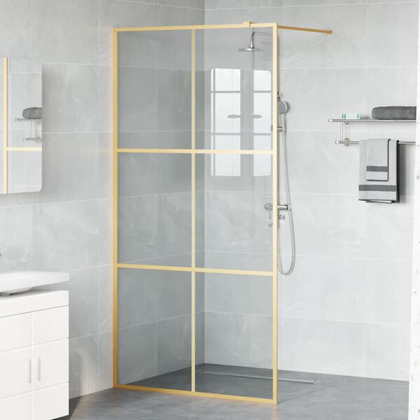 vidaXL Walk-in Duschwand Gold 100 x 195 cm Geh&auml;rtetes Glas