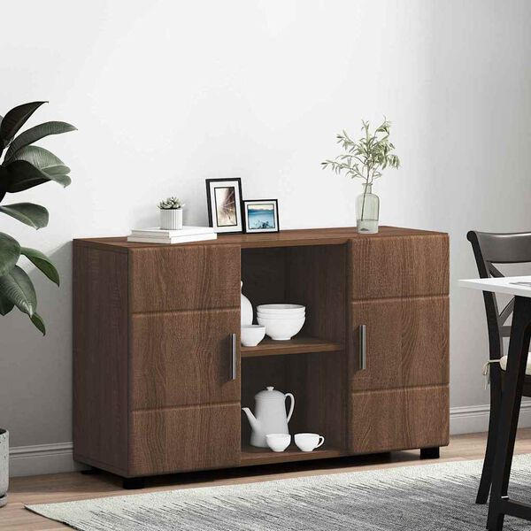 vidaXL Sideboard mit Regal Braun Eichen-Optik 88,5 x 30,5 x 55,5 cm