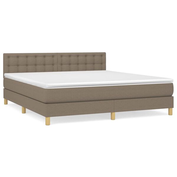 vidaXL Boxspringbett mit Matratze Taupe 180x200 cm Stoff