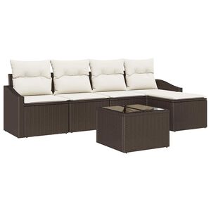vidaXL Sofa Set mit Kissen 6 pcs Braun Poly-Rattan