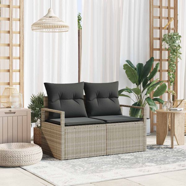 vidaXL Garten-Sofa mit Kissen 120 x 62 x 69 cm Poly-Rattan