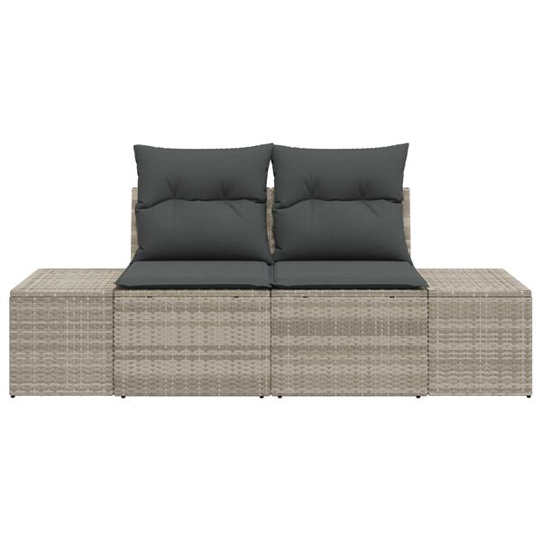 vidaXL Gartensofa mit Kissen Grau 184 x 62 x 69 cm Poly-Rattan