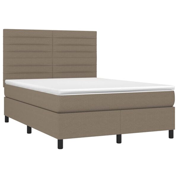 vidaXL Boxspringbett mit Matratze Taupe 140x200 cm Stoff