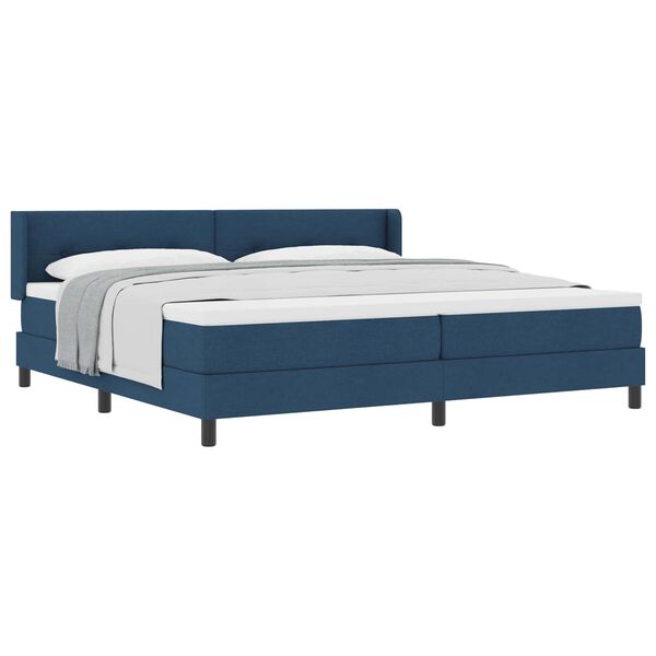 vidaXL Boxspringbett mit Matratze mit Kopfteil Blau 200 x 200 cm Stoff