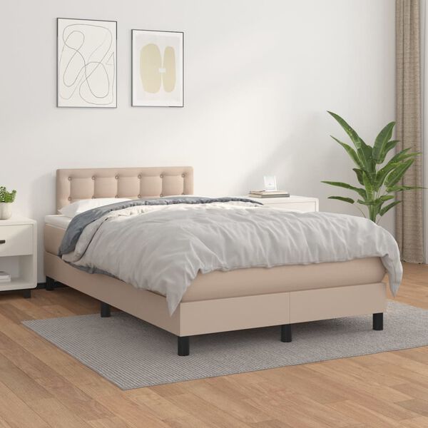vidaXL Boxspringbett Matratze Cappuccino-Braun 120x190 cm Kunstleder