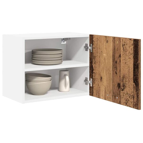 vidaXL H&auml;ngeschrank Altes Holz und Wei&szlig; 50 x 31 x 40 cm Holzwerkstoff