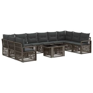 vidaXL Gartensofa-set 11 stk. Grau und Dunkelgrau Poly-Rattan