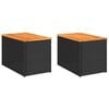 vidaXL Garten-Beistelltische 2 Stk Schwarz 55x34x37cm Poly Rattan Holz