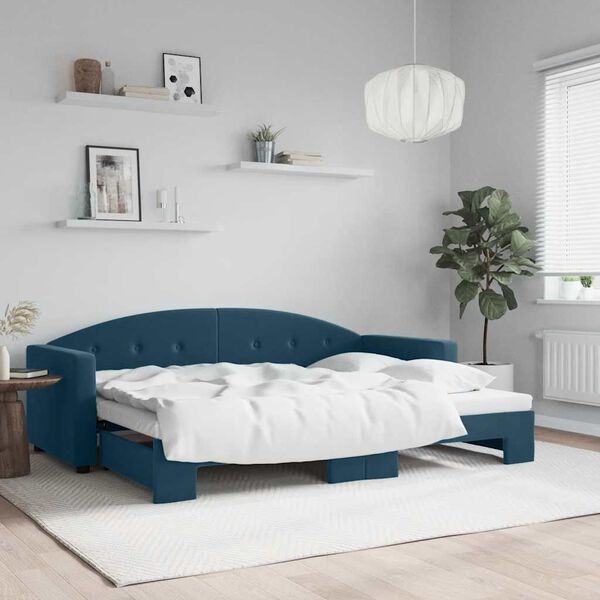 vidaXL Tagesbett Ausziehbar Blau 80x200 cm Samt