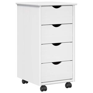 vidaXL Rollschrank Mit Rad Wei&szlig; 34 x 39 x 65,5 cm Massivholz Kiefer