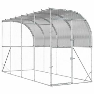 vidaXL H&uuml;hnerstall gegen die Wand Silber 600 x 150 x 215 cm