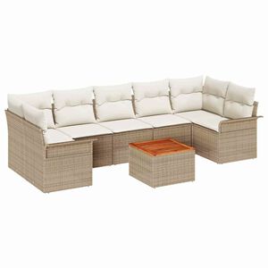 vidaXL Gartensofa-set mit Kissen 8 pcs Beige Poly-Rattan