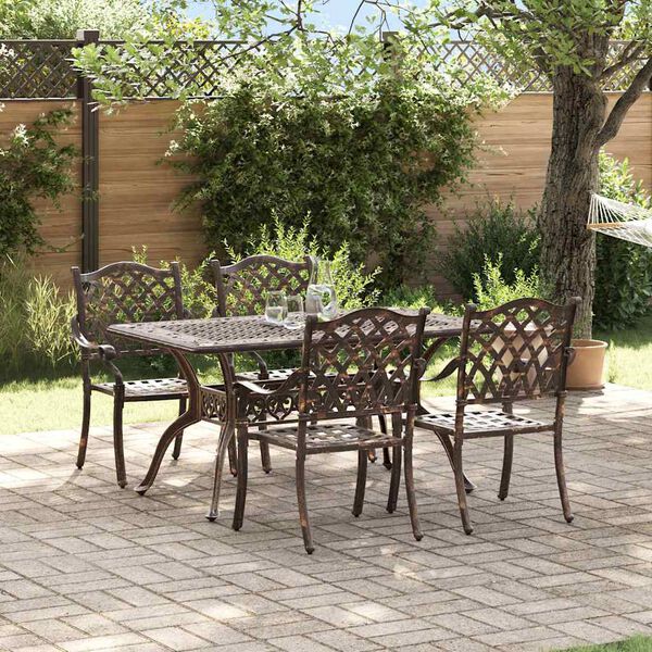 vidaXL Garten Essgruppe 5 pcs Bronze Aluminium
