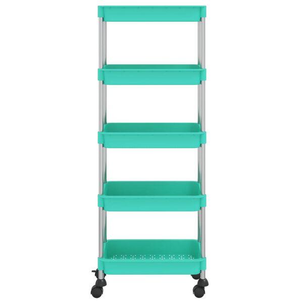 vidaXL Küchenwagen 5 Etagen Türkis 42x29x128 cm Eisen und ABS