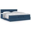 vidaXL Ottoman-Bett mit Matratze Blau 200x200 cm Stoff