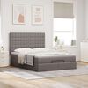 vidaXL Ottoman-Bett mit Matratze & LEDs Taupe 140x200 cm Stoff