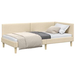 vidaXL Eckbettgestell Creme 80 cm x 200 cm Stoff und Sperrholz